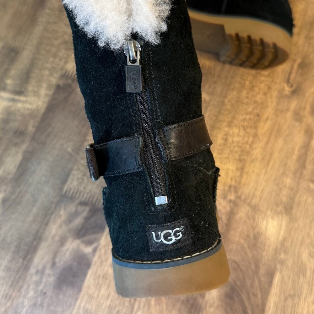 UGG Australia Boots Nessa Shearling Lined Black Suede Mid Calf Zip Up US 3 EU 35 - Picture 9 of 11